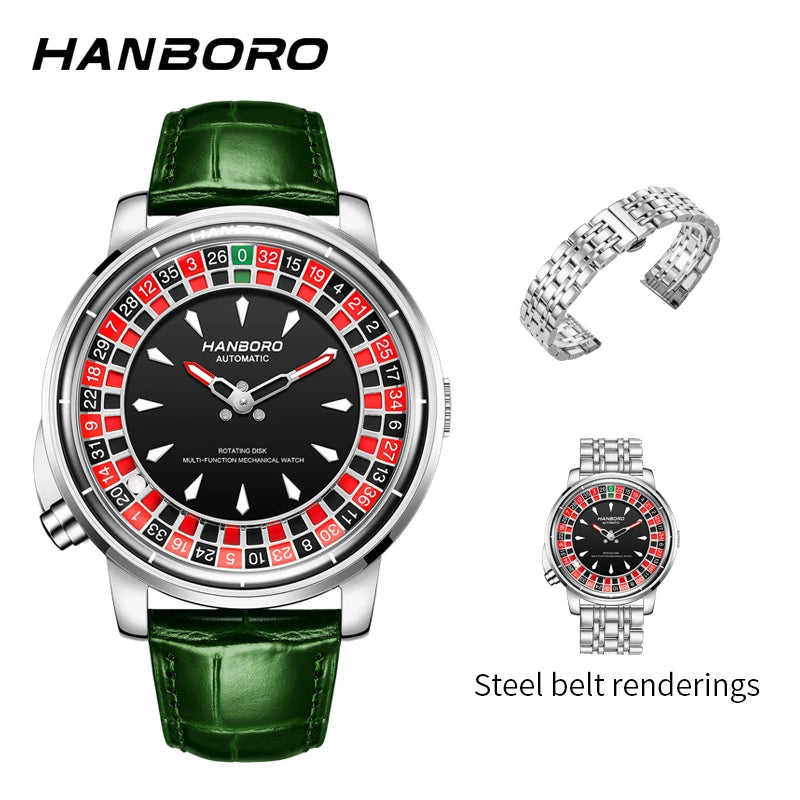HANBORO men's fully automatic mechanical watch, roulette wheel, roulette wheel, men's watch 1001