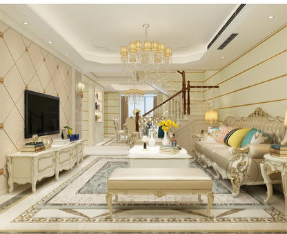 Hirschhaut Samt horizontal gestreifte Tapete Wohnzimmer Schlafzimmer gestreifte Film- und Fernsehwand 3D-Relief verdickte Tapete