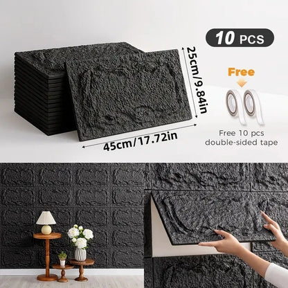 PU stone wall panel, 10 mm, realistic brick pattern, anti-mould and moisture-proof, waterproof and washable, suitable for/outdoo