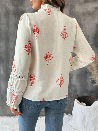 Women's Printed Casual Trendy Stand Collar Single-breasted Loose Shirts European New Fashion Female Ethnic Clothes Tops Cardigan.