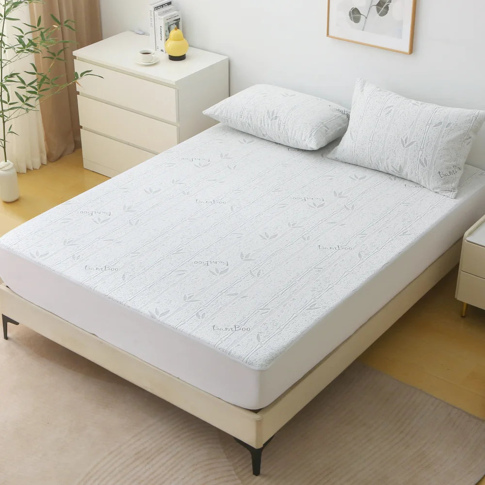 1pc Bamboo Mattress Protector, Breathable and Cooling Mattress Cover, 3D Air Fabric Fitted Bed Sheet 90/140/160cm size.