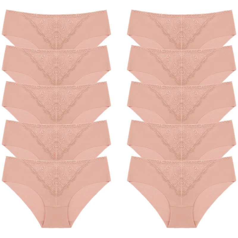 BZEL 10PCS/Set Women's Panties Exquisite Sweet Lace Underwear Sexy Lingerie Silk Satin Briefs Woman Comfort Breathable Underpant