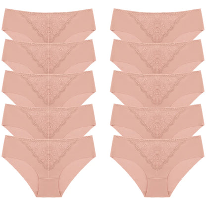 BZEL 10PCS/Set Women's Panties Exquisite Sweet Lace Underwear Sexy Lingerie Silk Satin Briefs Woman Comfort Breathable Underpant