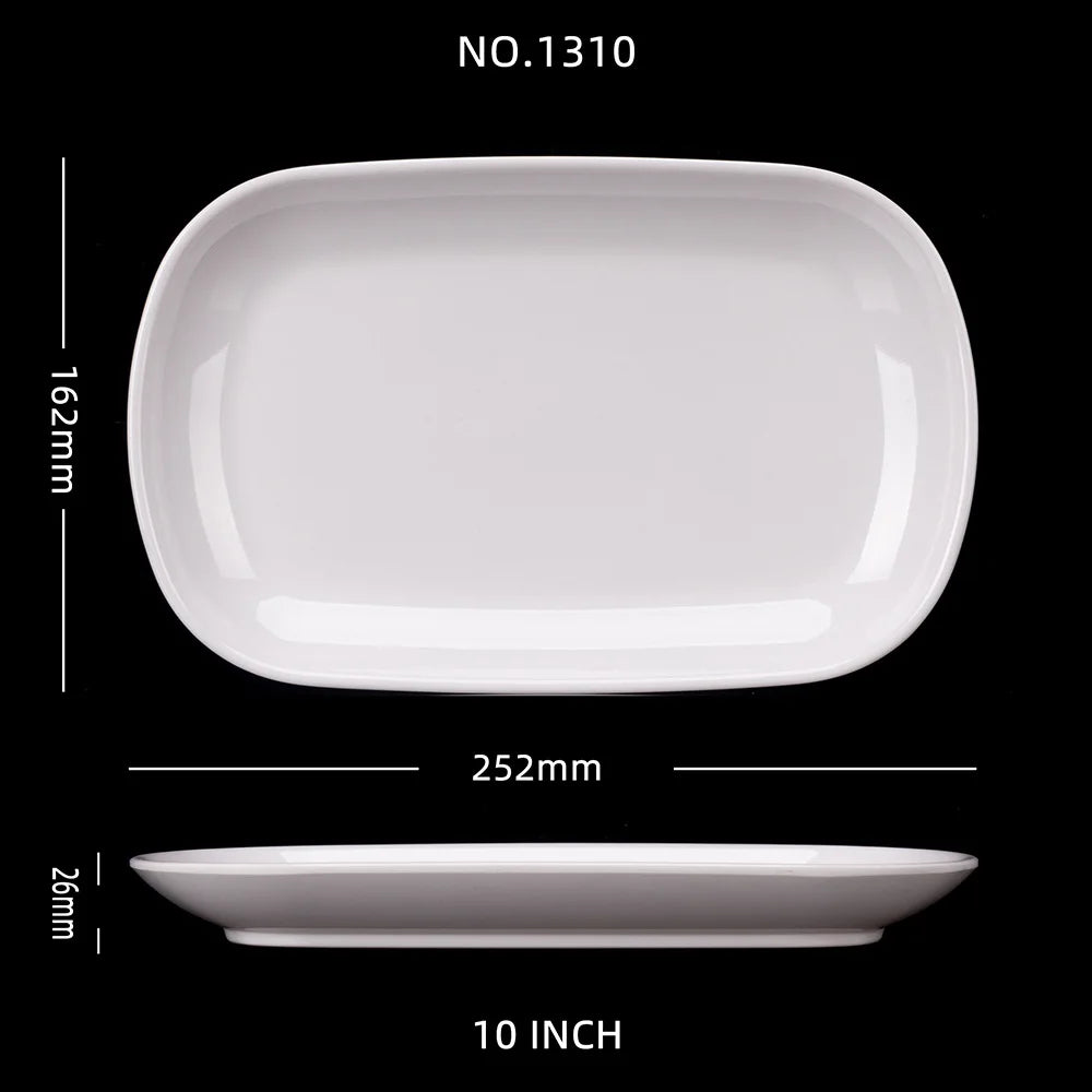 Rectangle Melamine Breakfast Plate Meal Dish Trays Imitation Porcelain Dessret Snack Dishes to Eat Kitchen Tableware 8-10 Inch.
