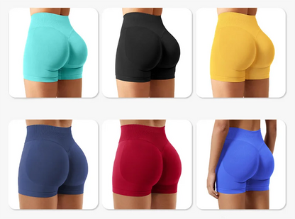 2025 Seamless Yoga Shorts Women Fitness Sports Biker 4.5" Low Ribbed Band Gym Shorts Workout Scrunch Butt Impact Leggings.