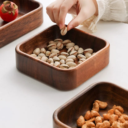 Acacia Wood Dried Fruit Plate High-grade Wooden Fruit Plate Snacks Home Refreshment Tray Nut Box Organizer.