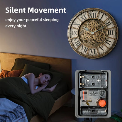 46 cm Echte Moving Gears Wanduhr Große Industrielle Dampf Punk Römische Ziffer Wanduhr Wohnzimmer Dekoration Quarzuhr