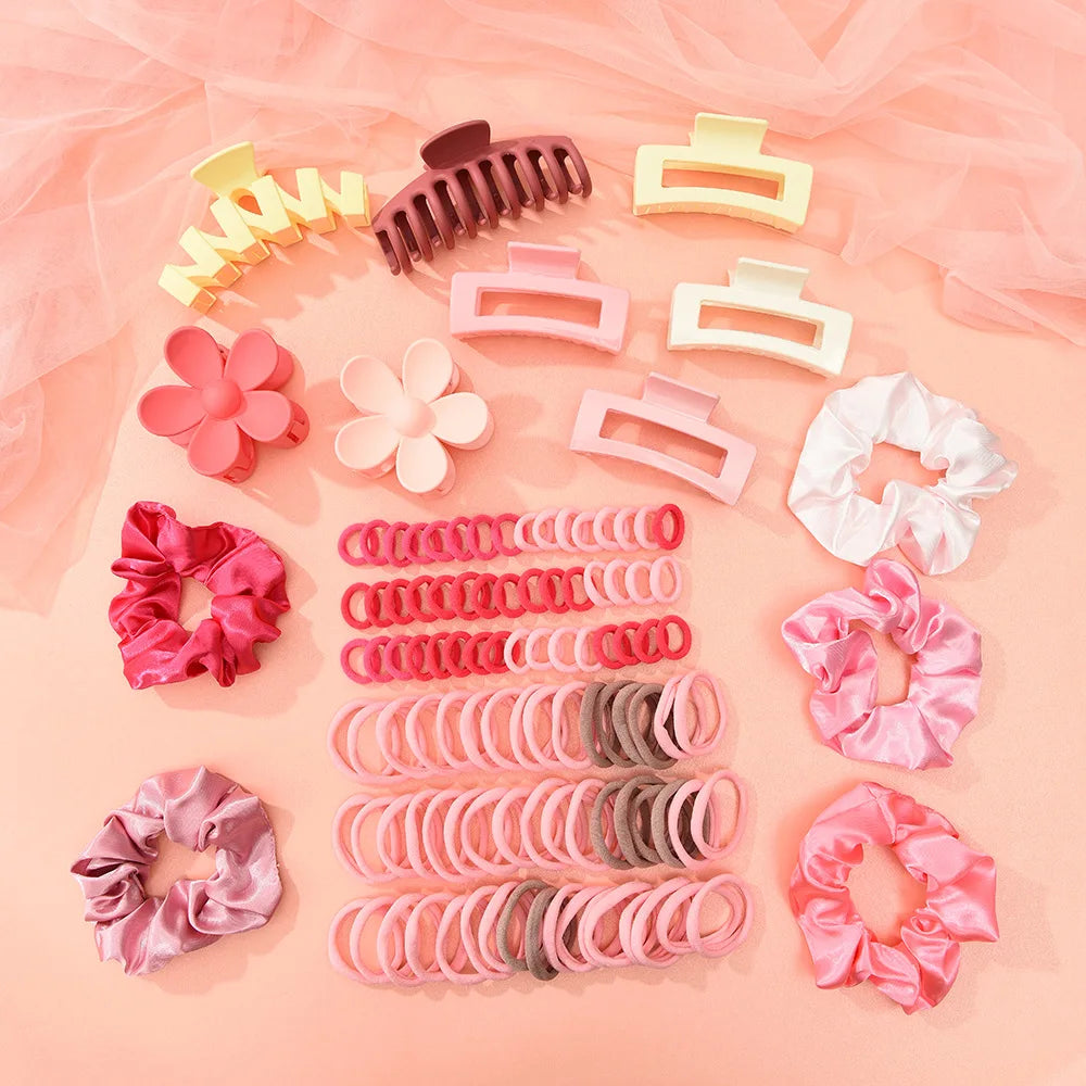 Fresh Simple Women's Hair Ties And Hair Accessories Set High Elasticity Cute Geometric Design Resin Hair Bands for African Eu...