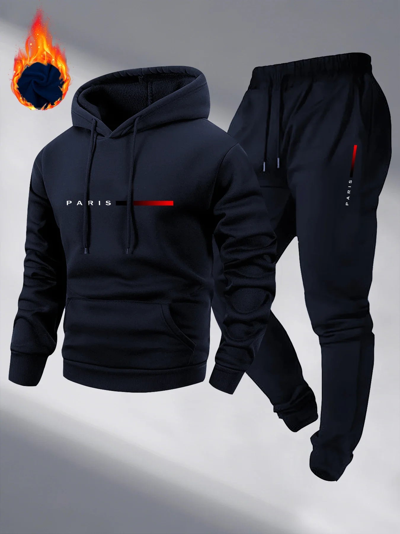 Paris Print Fashion Men's Hooded Tracksuit 2pcs Set High Quality Male Daily Casual Sports Jogging Home Outdoor Hoodie Outftis.