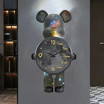 Wand Ästhetische Bär Uhr Moderne LED Licht Einzigartige Bär Stille Uhr Lampe Uhr Luxus Esszimmer Wohnzimmer Dekoration Hause Ornament