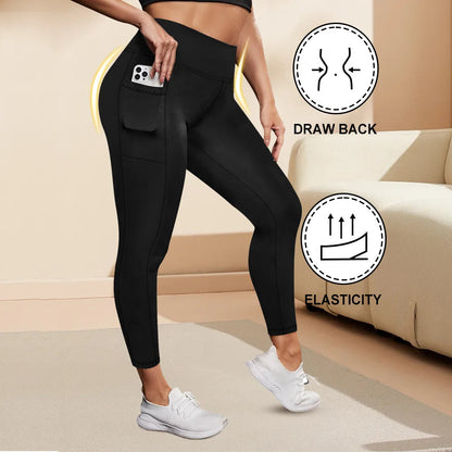 Women's High-Waisted Yoga Pants Plus Size Butt-Lifting Workout Leggings with Pockets Elastic Activewear for Gym & Running