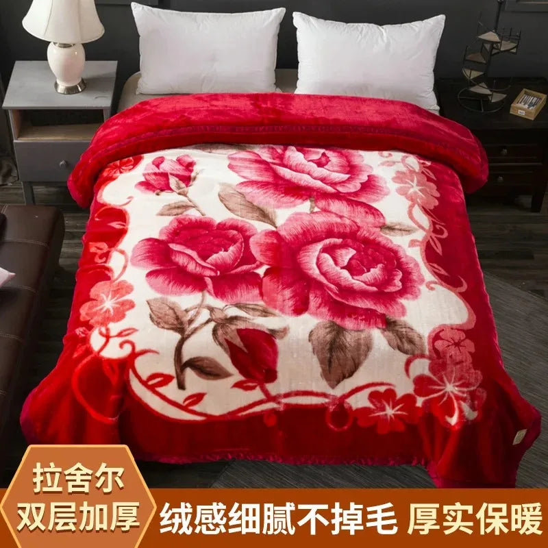 Modern Geometric Cartoon Printed Bedroom Blanket Coral Fleece Dormitory Quilt Thicking Double Layer Multi Purpose Bedding Sheets