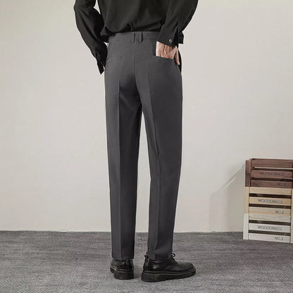 Summer Men's Solid Color Straight Casual Pants Fashion Classic Business Casual Male Brand Clothing Classic Slim Suit Trousers.