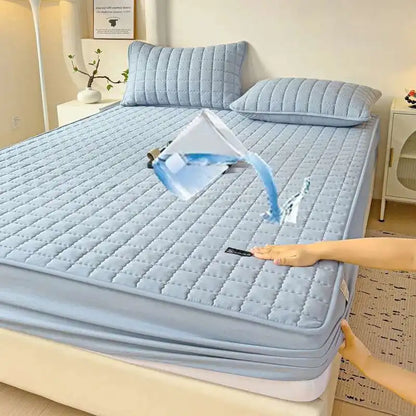 Solstice Waterproof Quilted Mattress Cover - Thickened 매트리스커버 (No Pillowcase), Fits 8-12" Deep Mattress, Home Bed Linen.
