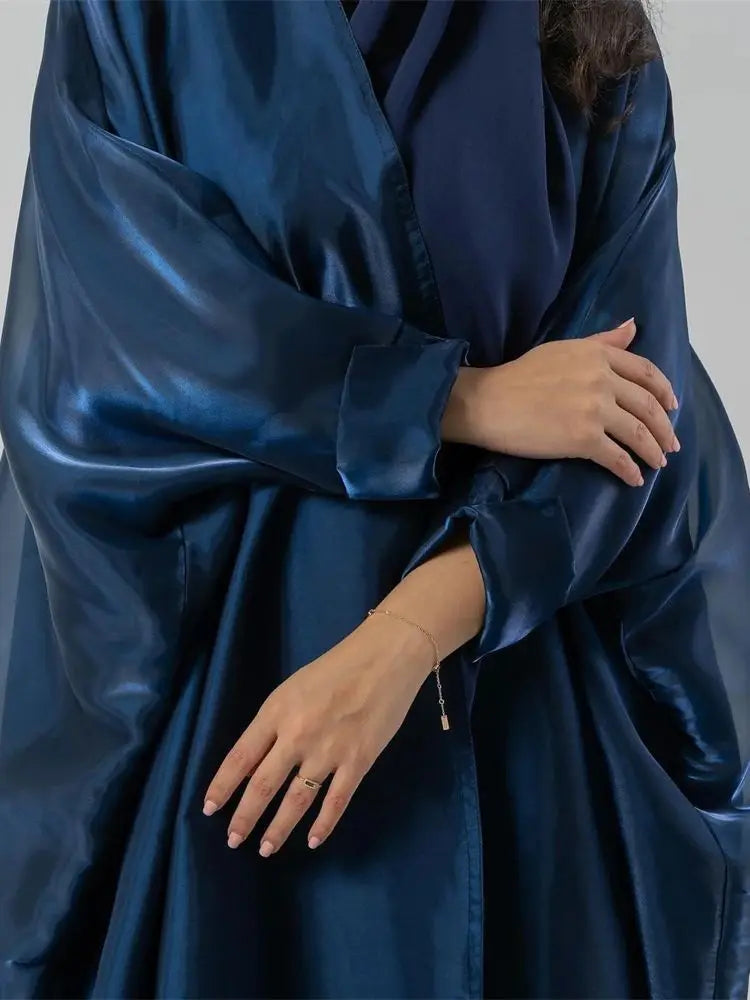 Satin Shimmer Organza Kebaya Dubai Open Abaya Kimono Islam Muslim Dress African Dresses For Women Kaftan Robe Femme Musulmane.