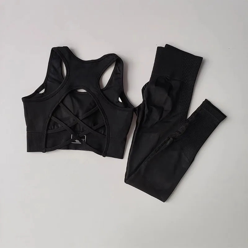 Women's tracksuit Fitness Suit Yoga Sets Sportswear Workout Sports Bra+High Waist Leggings Gym Clothing Seamless Sports Suits.