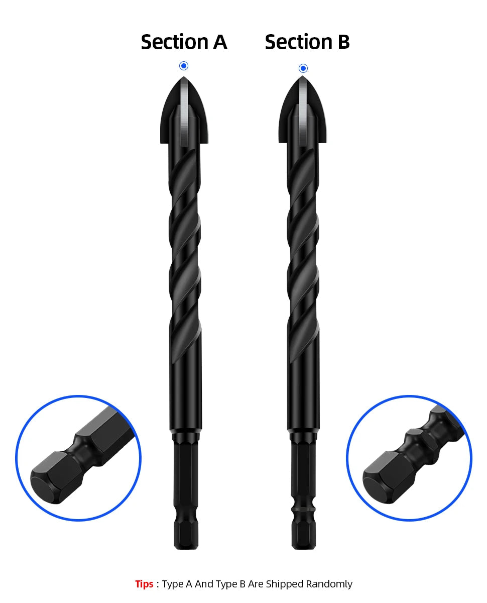 TOOLEYE Kreuz Hex Bohrer Set Für Beton Porzellan Fliesen Glas Metall Multifunktions Bohrer Bits Kit Power Werkzeuge Bohren Bohrer