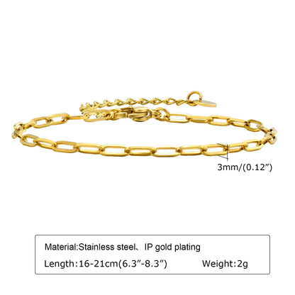 Non Tarnish Stainless Steel Bracelet Stackable for Women, Thin Herribone Chain Bracelet Waterproof Gold Plated Jewelry.