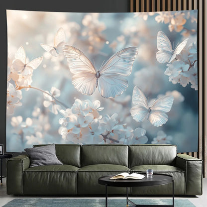 1 piece peony butterfly tapestry, polyester fabric, machine washable, suitable for living room, bedroom, office decoration.