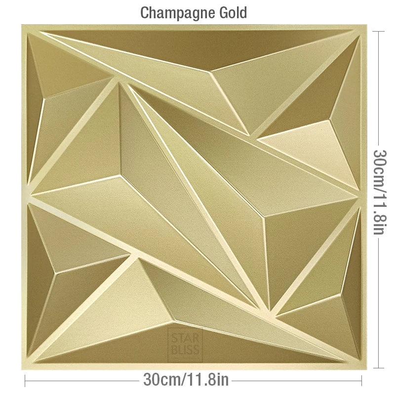 10pcs Diamond Design Decorated 3D Wallpanel, 30cmx30cm Matte White/Black/Golden, Diy Home Decoration Wallboard Wall stickers