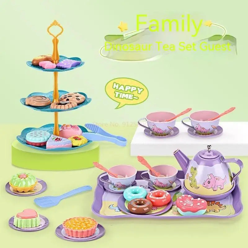 Kids Tea Party Set For Little Girls Mermaid Gift Pretend Toy Tin Tea Set Princess Tea Time Kitchen Pretend Play Tea Set Gift
