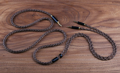 OPENHEART Kingwood 8 Core Litz OCC Headphone Cable 1 to 2 jack dual 3.5/2.5/4.4mm/XLR Pure copper Balanced Replacement Cable.