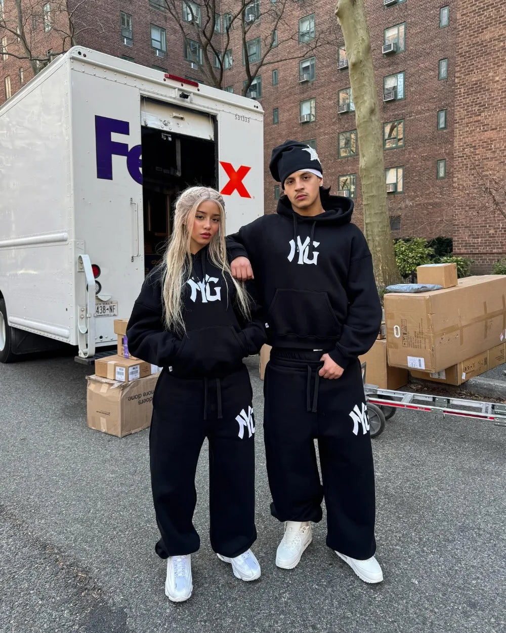 Harajuku Hip Hop Y2k Tracksuit Men Letter Print Black Two-piece Set Men Clothes Zipper Hoodie Baggy Sweatpants Casual Streetwear.