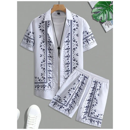 Casual Y2k Men's Shorts, Fashionable Men's Short-sleeved Shirts, Summer Short-sleeved Shirts And Beach Shorts Men's Sets.
