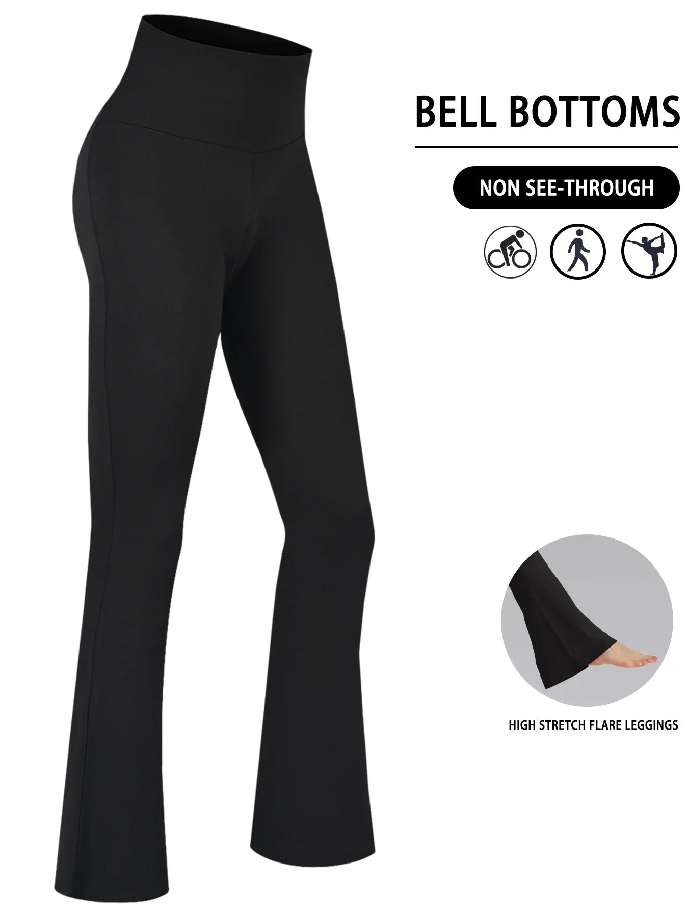 Plus Size Women's Super Soft High Waisted Flare Pants, Leggings Tummy Control Soft Bootleg Bell Bottoms Running.