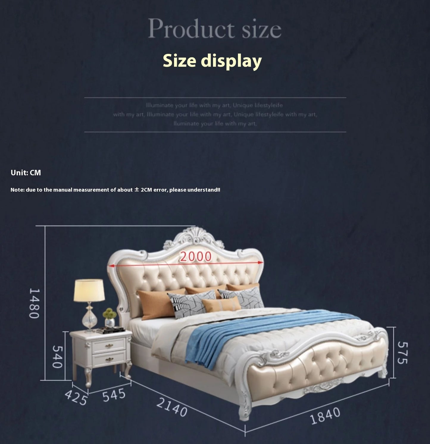 Europäisches Luxus-Doppelbett, modernes weißes King-Size-Doppelbett mit ästhetischem Rahmen, hochwertiges, schlafendes, beleuchtetes Deux-Tischmöbel für Schlafzimmer