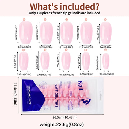 120pcs Pink Ombre Medium Coffin Press On Nails Glossy Handmade Acrylic Fake Nails Tips Gradient Design Artificial False Nails.