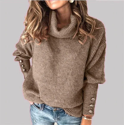 Herbst Winter neue einfarbige Freizeit mode lose Pullover Frauen Langarm High Collar Street Sweatshirt Pullover Top weiblich