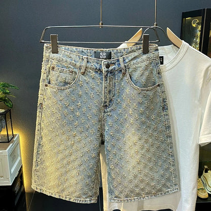 Sommer Schwarz Gewaschene Denim Shorts männer Jeans Shorts Designer High Street Fashion Lose Firt Gerade Bein Männliche Fünfte Hosen.