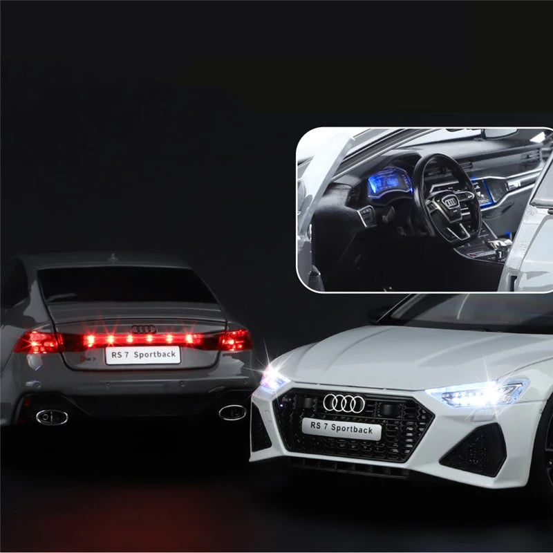 1:18 Key Remote Control Version AUDI RS7 Alloy Sports Car Model Diecast Metal Racing Vehicle Car Model Sound Light Kids Toy Gift.