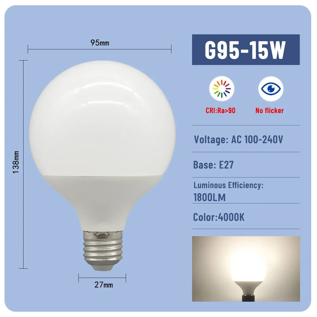 1-6PCS E27 Led-lampe 10W 15W 18W AC 220V 110V G80 G95 G120 energiesparende Globale Licht Lampada Ampulle led Lampe Eitelkeit Glühbirnen