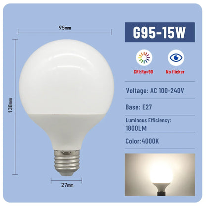 1-6PCS E27 Led-lampe 10W 15W 18W AC 220V 110V G80 G95 G120 energiesparende Globale Licht Lampada Ampulle led Lampe Eitelkeit Glühbirnen