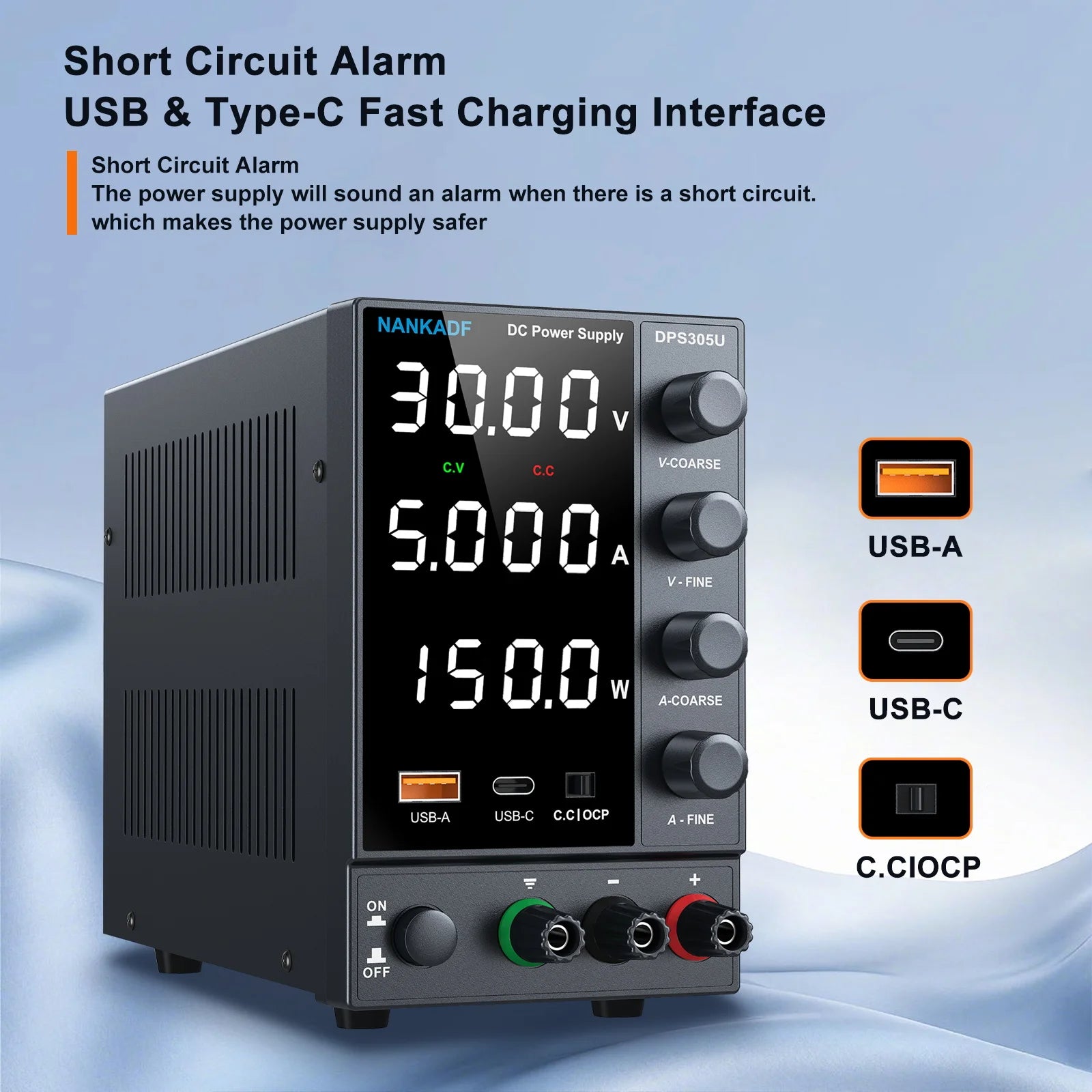 NANKADF Lab Bench Power Supply 30V 10A Switching Power Supply Unit 30V 5A  Adjustable Source 60V 5A Voltage Stabilizer 120V 3A.