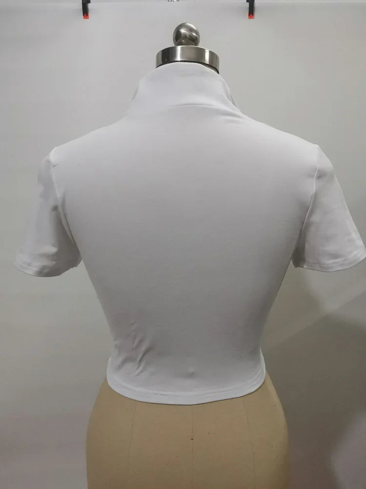 Summer T-shirt Woman Crop Top Sexys Short Sleeve Y2k Aesthetic Clothes Streetwear Fashion Black White Women Short Tshirts 2024.