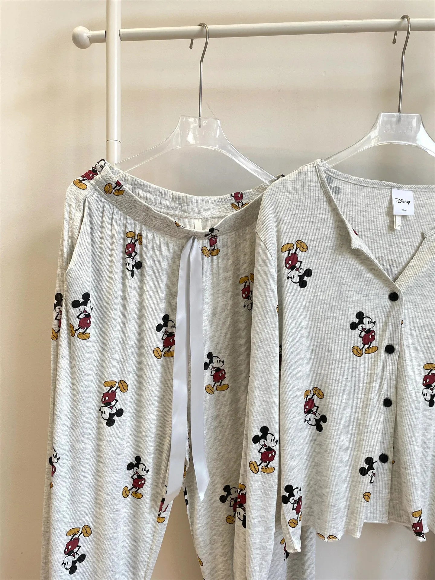 Cartoon Mickey Maus Pyjamas Frühling Herbst Langarm frauen Nachthemd Set Nette Hause Nachtwäsche V-ausschnitt Hause Kleidung.