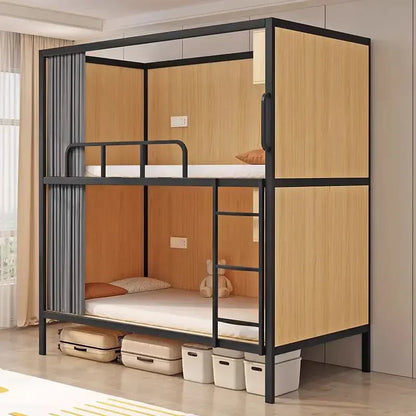 Obere und untere Etagenbetten, Schulwohnheim, Apartmentbett, Jugend, Hostel, Raumkapsel, All-Inclusive-Bett, Stahl, Holz, kombiniert, Mutter