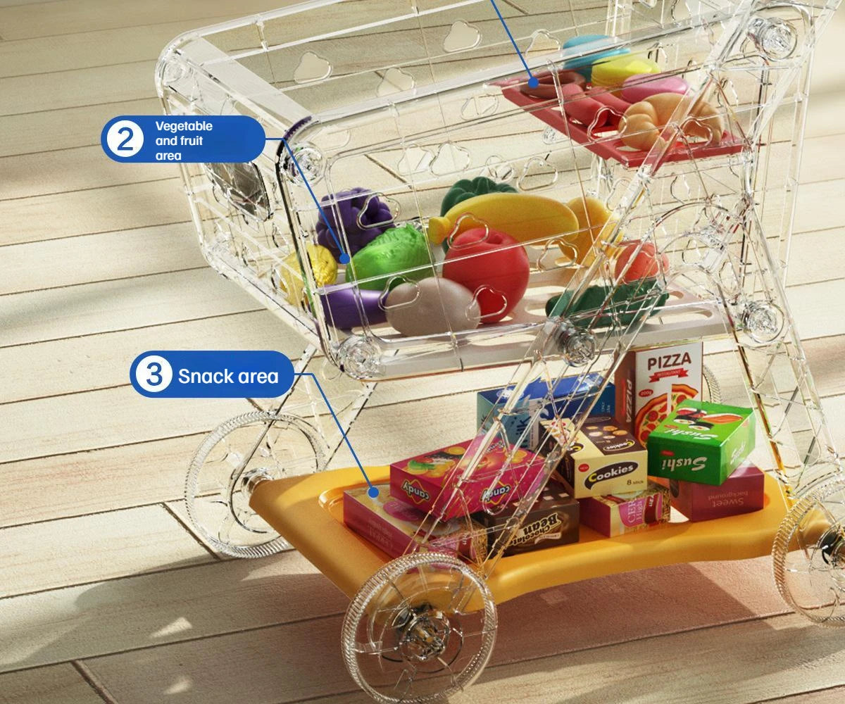 Shopping cart toy baby small trolley children play house fruit cut music kitchen supermarket men and girls Early Education toys.