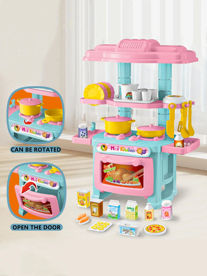 Kitchen Playset Toys, 2 Color Random Play Food Set Accessories Play Sink & Oven, Toddler Kitchen Mini Cutting for Boys and Girls.