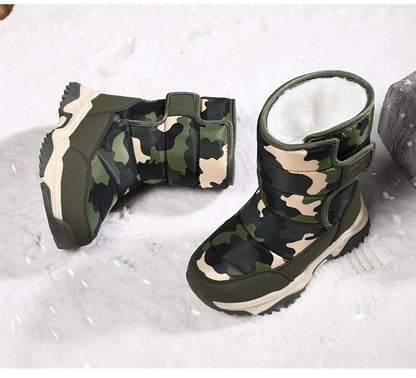 2025 Winter Children Shoes Plush Waterproof Fabric Non-Slip Girl Shoes Rubber Sole Snow Boots Fashion Warm Outdoor Boots