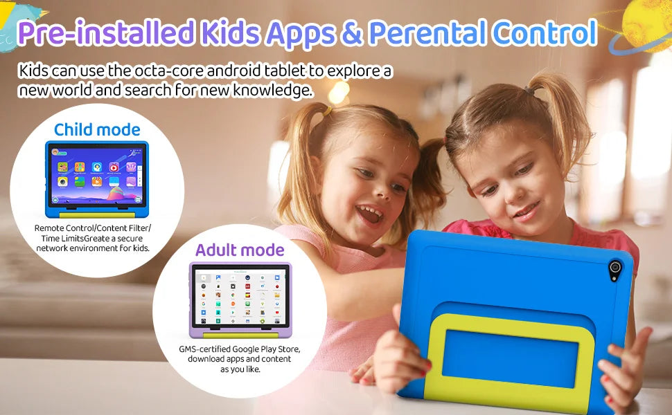 URAO 10 Inch Cartoon Pattern Kids Tablet Android Octa-Core 8GB RAM 64GB ROM Learning Education Games Tablets Children's Gifts.