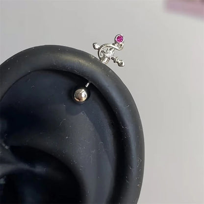 1pcs Quality Shiny Cross Zircon 316L Stainless Steel Ear Bone Nail Y2K Style Silver Color Earring for Women Cochlear Accessories.