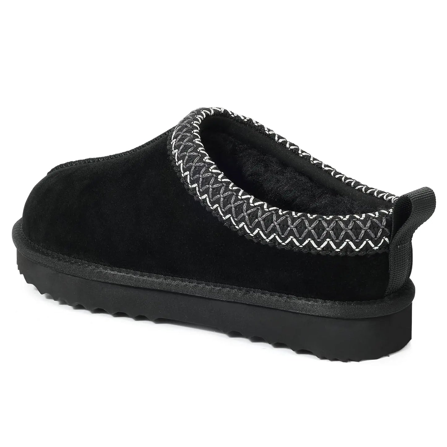 Litfun Winter Genuine Suede Snow Boots For Women Water Resistant Slides Soft Sole Ankle Boots Plush Lining Warm House Slippers.