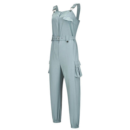 Fashion Womens Jumpsuit Casual Rompers with waist Belt Back Zipper Pockets Camisole Overalls for Daily Wear Office Work Vacation.