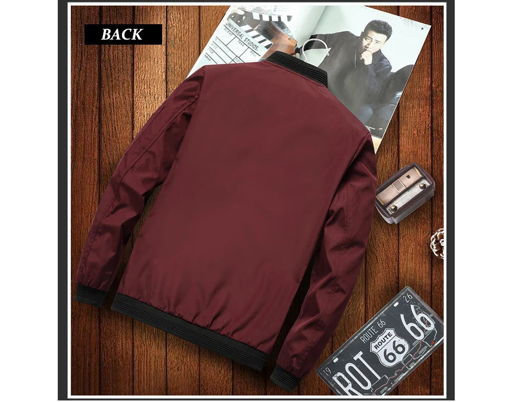 Spring Autumn Men's Bomber Jacket Casual Lightweight Jacket For Men Sports Windbreaker Zip Up Coat with Pockets Clothing.