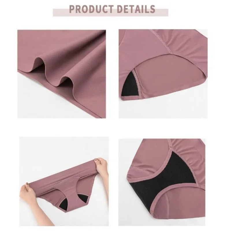 1Pc Women's Physiological Briefs Girl Menstrual Panties Ladies Period Leak Proof Panty Mid Waist Ice Silk Underwear.