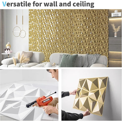 50pcs 50x50cm car Metal plating color 3D Wall Panel Rose Flower electroplate 3D Wall Stickers Wedding party background wall art